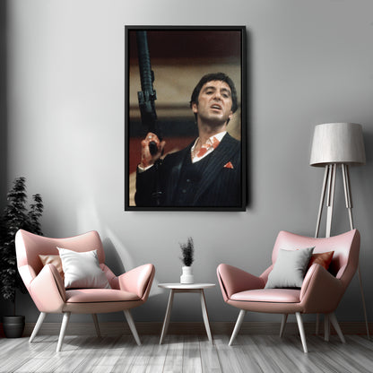 Scarface Poster – Al Pacino with Gun Canvas Wall Art Home Decor