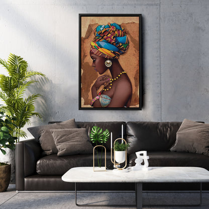 Girl with Yellow Necklace Canvas Wall Art – Beautiful Portrait Decor