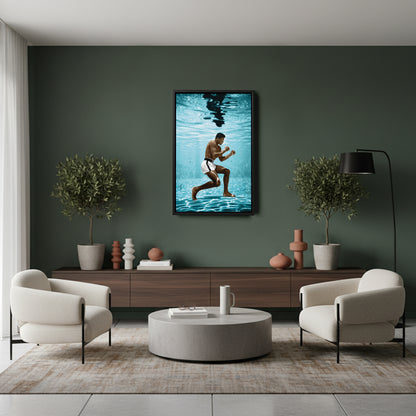 Muhammad Ali Underwater - Colored Canvas Wall Art Decor