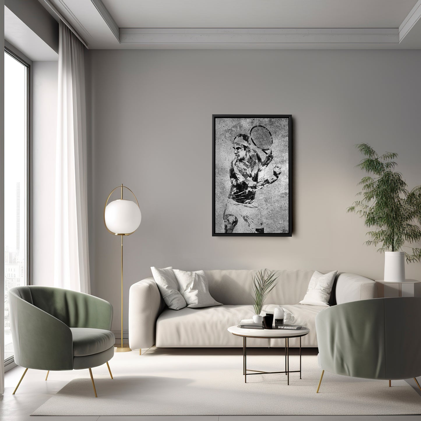 Roger Federer Tennis Canvas Wall Art – Grunge Texture Sports Legend Decor