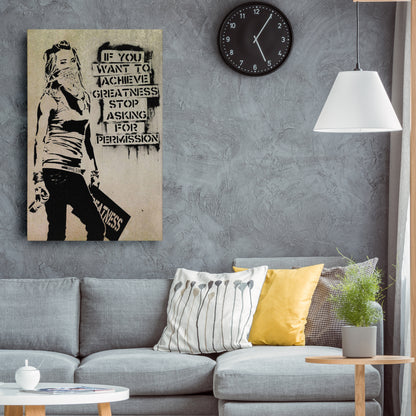 Banksy 'Girl with Quote' Canvas Print - Framed Wall Art