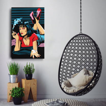 Pulp Fiction Uma Thurman Illustration Canvas Art – Cinematic Art Lovers Decor