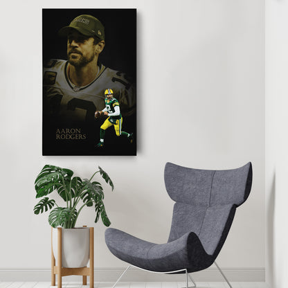 Aaron Rodgers Green Bay Packers NFL Canvas Wall Art - Framed Home Decor