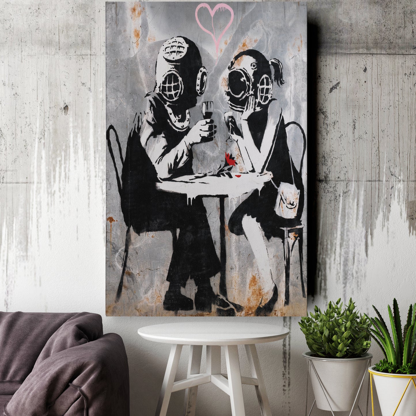 Banksy 'Love Mask' Canvas Print - Framed Wall Art