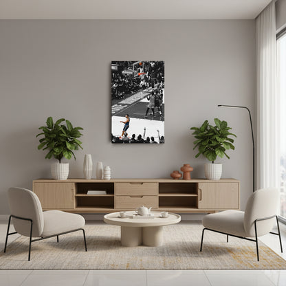 Stephen Curry No-Look Shot Canvas Art - NBA Golden State Warriors Decor