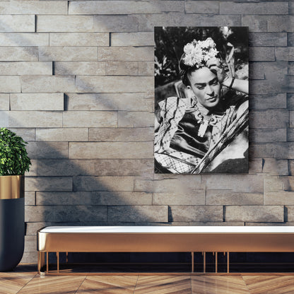 Frida Kahlo Black and White Canvas Wall Art – Iconic Art Print