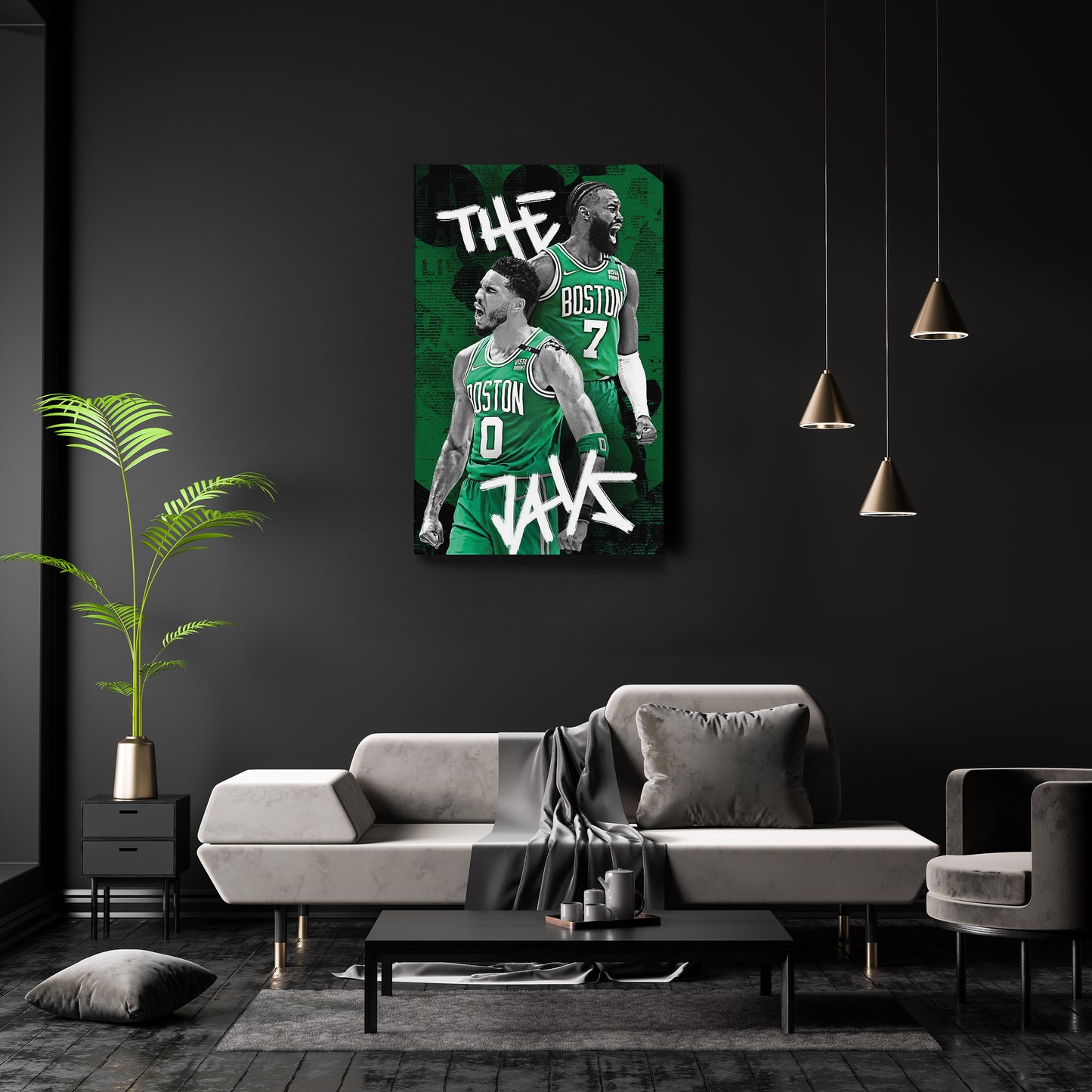 Jayson Tatum & Jaylen Brown Boston Celtics Canvas Wall Art Decor - NBA Stars Art
