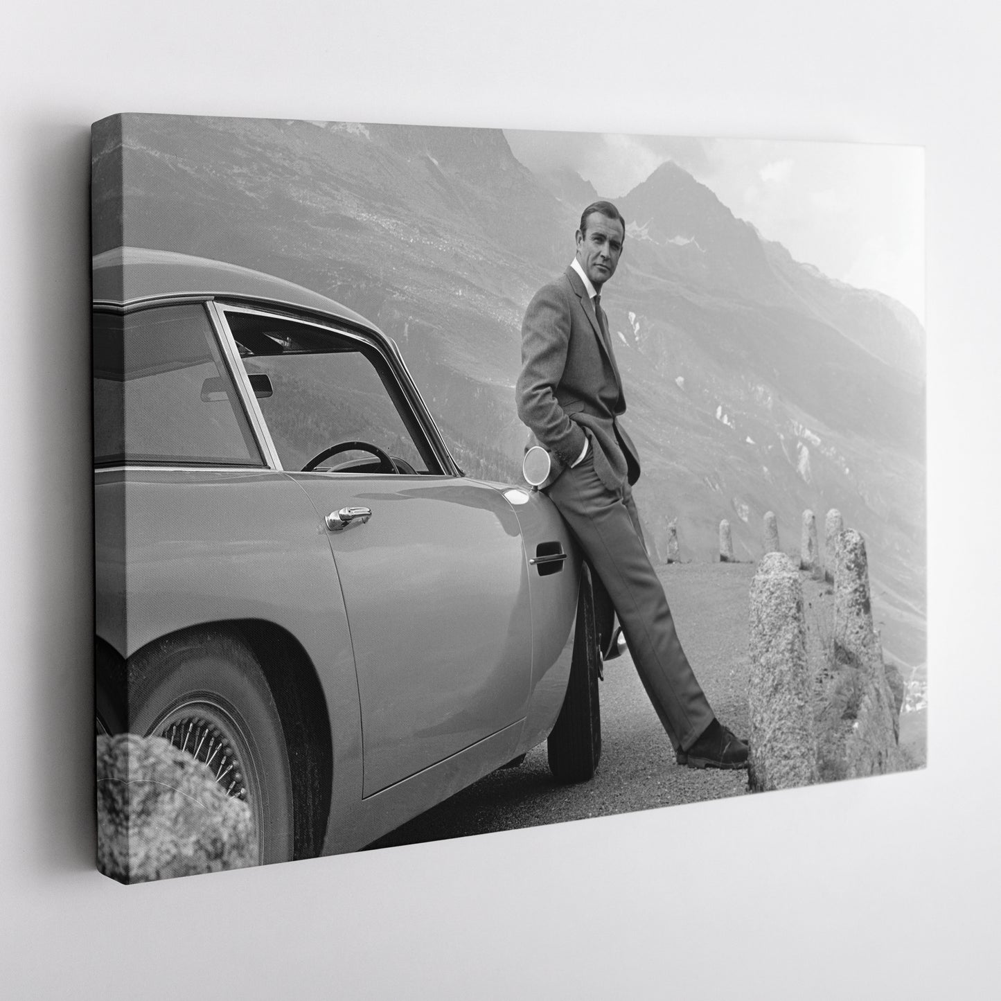 Sean Connery James Bond Aston Martin DB5 Canvas Art - Movie Wall Decor