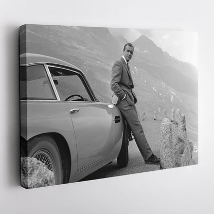 Sean Connery James Bond Aston Martin DB5 Canvas Art - Movie Wall Decor