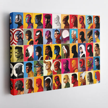 Marvel Headshots Canvas Art - Comic Book Hero Wall Decor
