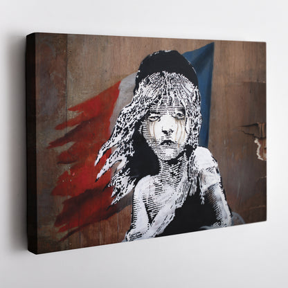Banksy 'Les Misérables' Paris Mural Canvas Print - Framed Wall Art