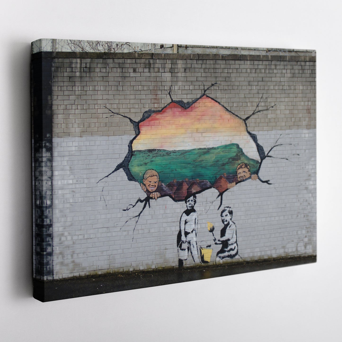 Banksy 'Graffiti Hole Wall' Canvas Print - Framed Wall Art