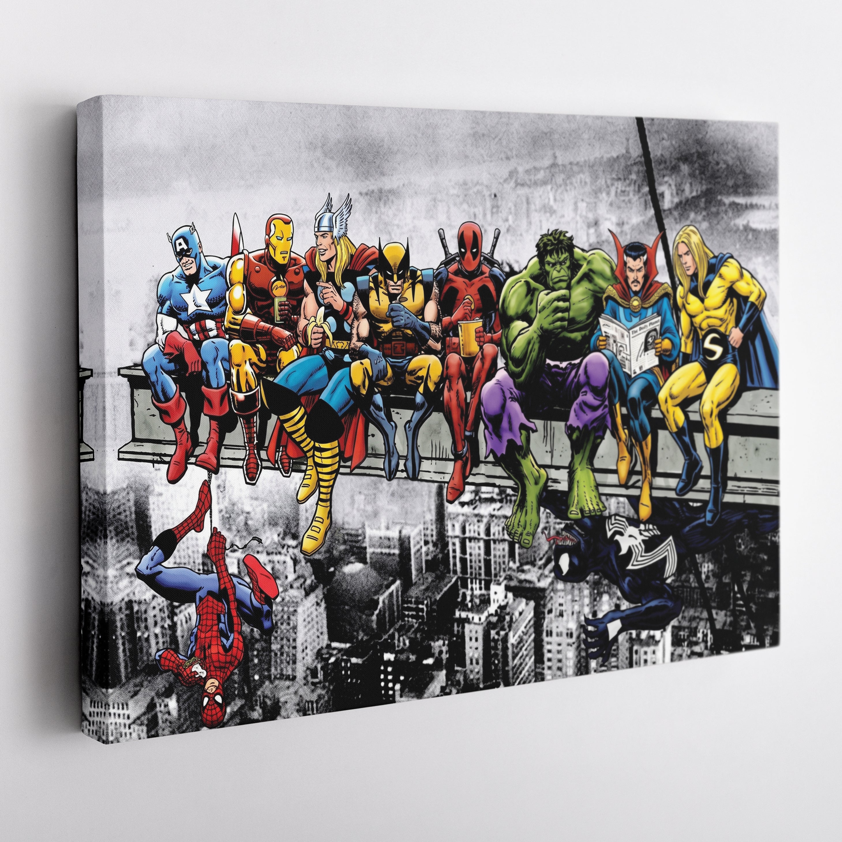 Marvel Superheroes Lunch Atop a Skyscraper Canvas Wall Art – Fenin