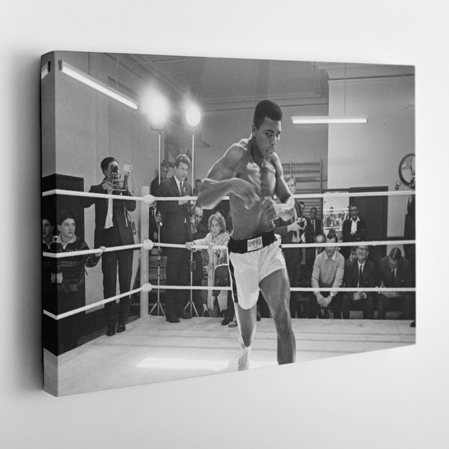 Muhammad Ali Training Canvas Art – Boxing Champion Black and White Decor