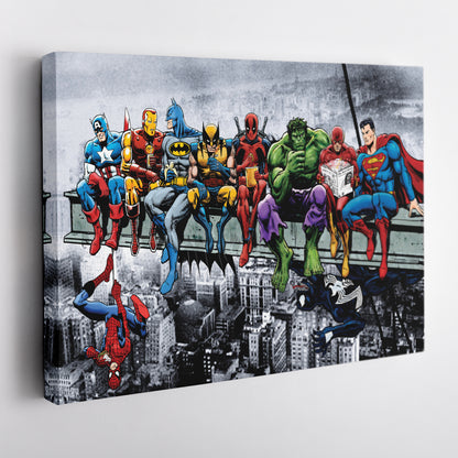 Superheroes Lunch atop a Skyscraper - Canvas Wall Art Decor