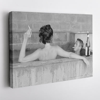 Steve McQueen with Wife Canvas Art – Hollywood Power Couple Decor