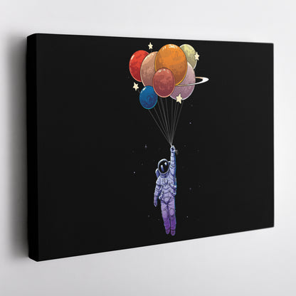 Astronaut Holding Colorful Balloons - Canvas Wall Art Decor