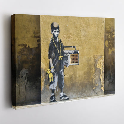 Banksy 'Children with Stereo' Canvas Print - Framed Wall