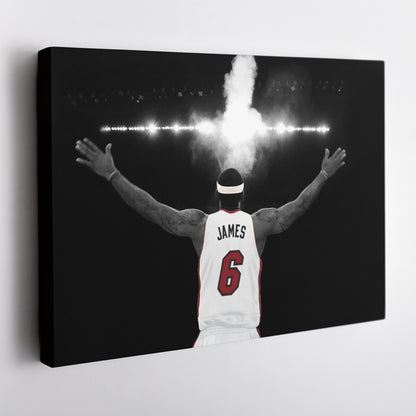 LeBron James Tosses Powder in the Air Miami Heat Canvas Wall Art Decor - NBA Superstar Art