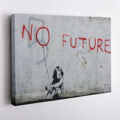 Banksy 'No Future' Street Art Canvas Print - Framed Wall Decor