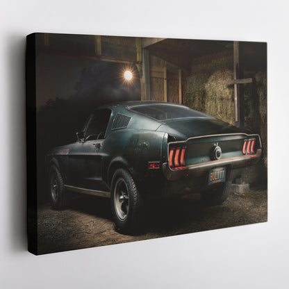 1968 Mustang Bullitt Canvas Wall Art – Iconic Muscle Car Decor