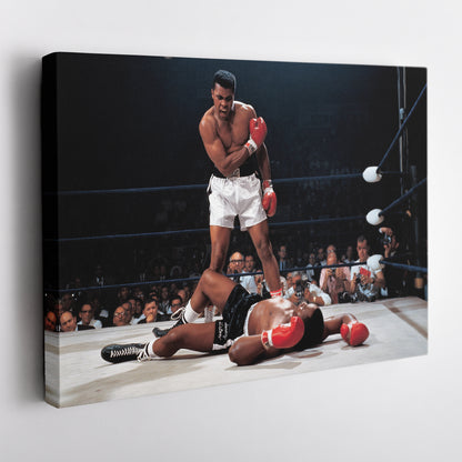 Muhammad Ali Sonny Liston Knockdown Canvas Art – Boxing Icon Decor