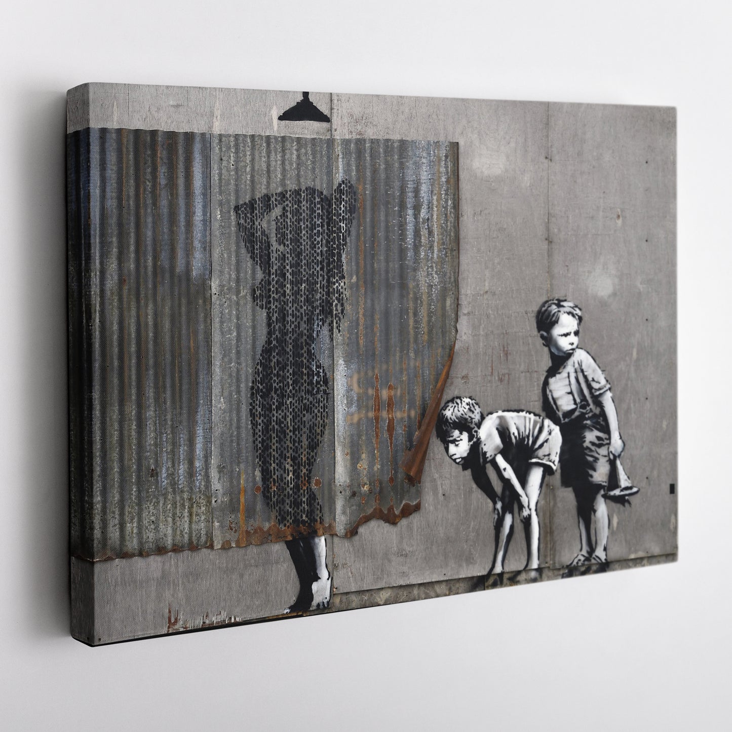 Banksy 'Lady Shower' Canvas Print - Framed Wall Art