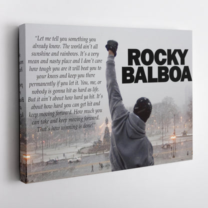 Rocky Balboa Motivational Quote Canvas Wall Art – Boxing Legend Decor