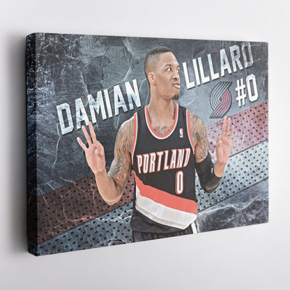 Damian Lillard #0 Basketball Canvas Wall Art – Portland Trail Blazers Decor