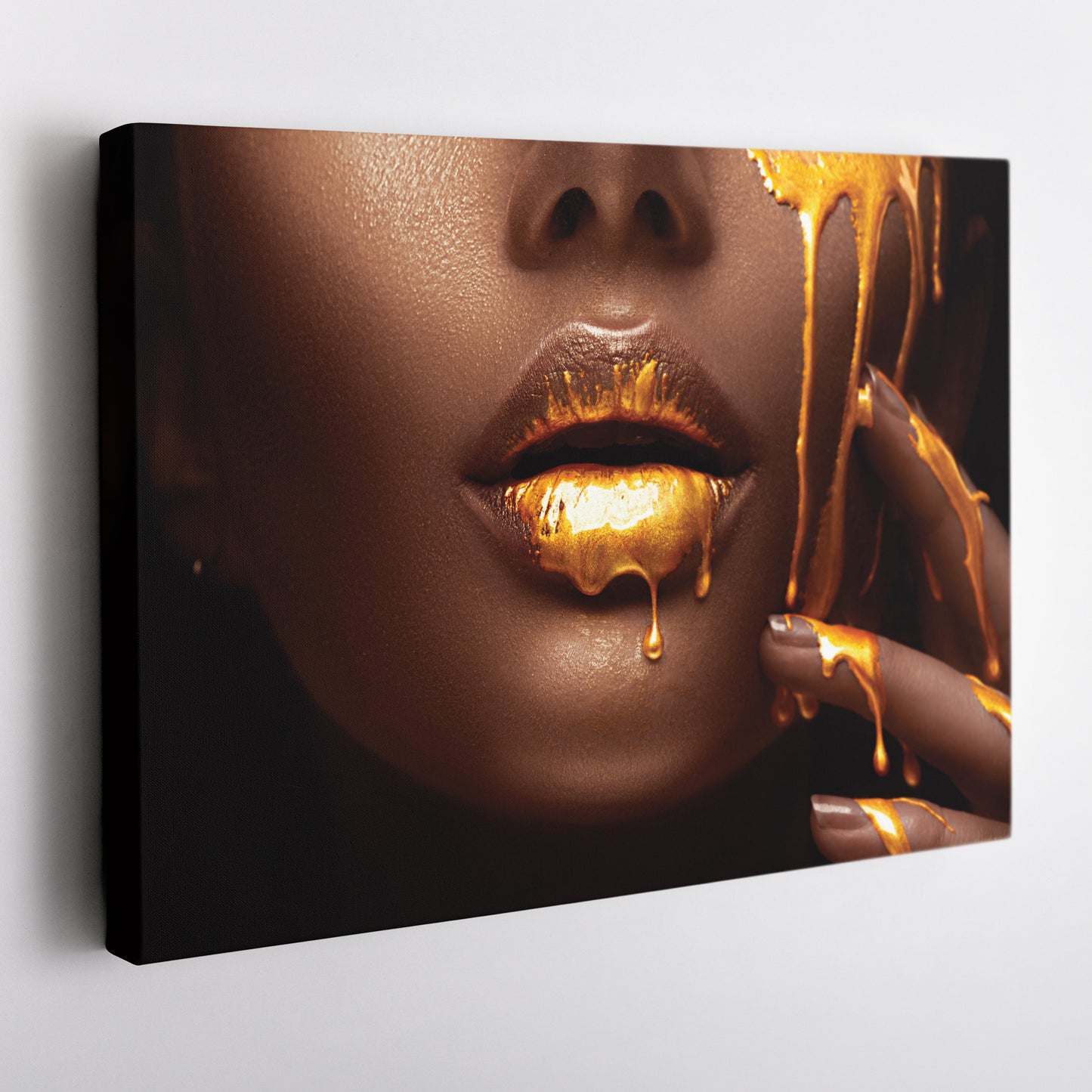 Dripping Gold Lips - Canvas Wall Art Decor
