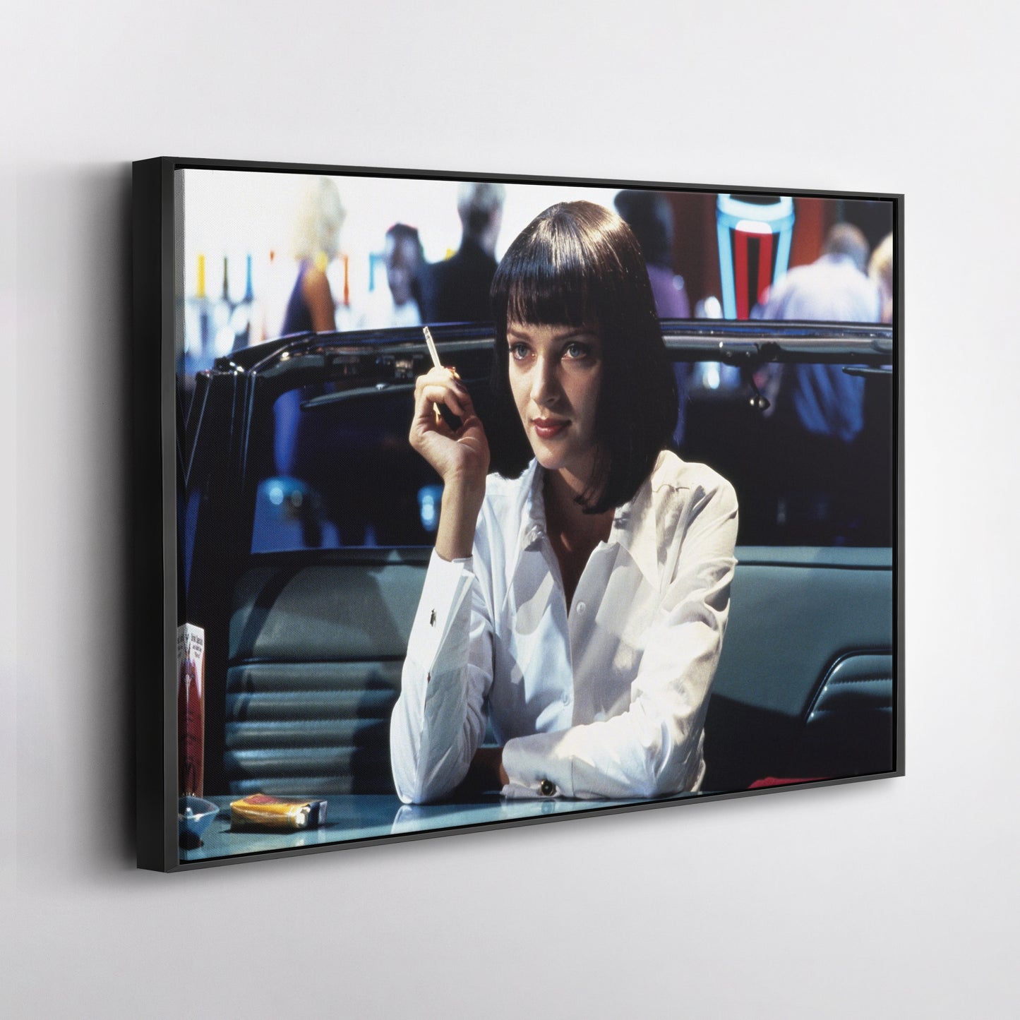 Pulp Fiction Uma Thurman Smoking Canvas Art – Legendary Movie Moment Decor