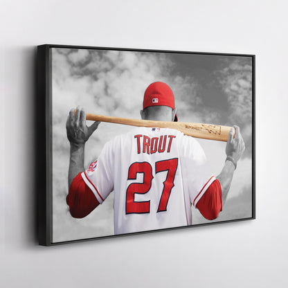 Mike Trout MLB Canvas Wall Art – Los Angeles Angels Baseball Star Decor