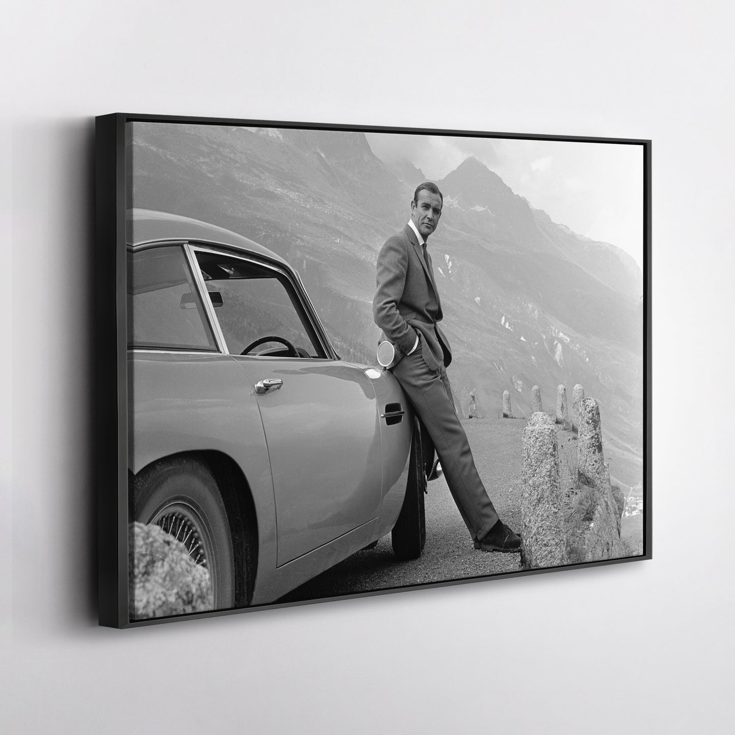 Sean Connery James Bond Aston Martin DB5 Canvas Art - Movie Wall Decor