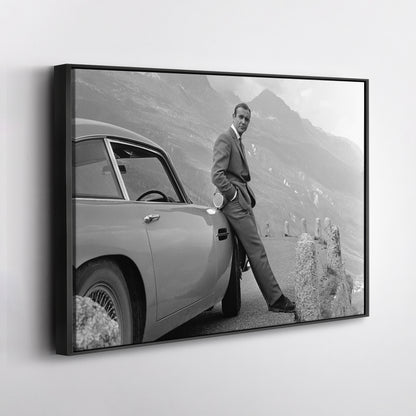 Sean Connery James Bond Aston Martin DB5 Canvas Art - Movie Wall Decor
