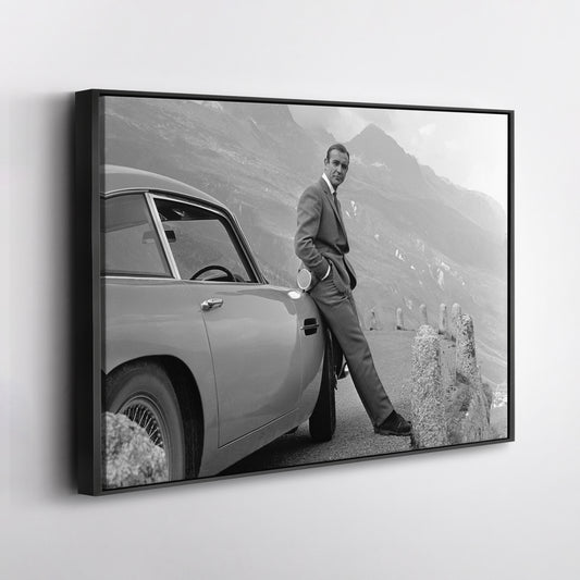 Sean Connery James Bond Aston Martin DB5 Canvas Art - Movie Wall Decor