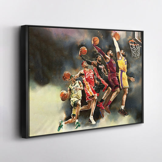 LeBron James Evolution Canvas Wall Art – NBA Legacy Print