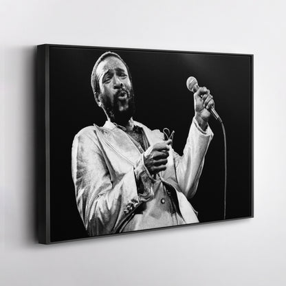 Marvin Gaye Black and White Canvas Art – Soul Singer Poster Wall Decor