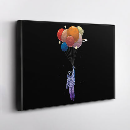 Astronaut Holding Colorful Balloons - Canvas Wall Art Decor