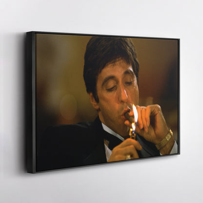 Scarface Tony Montana Smoking Canvas Art – Iconic Movie Character Decor