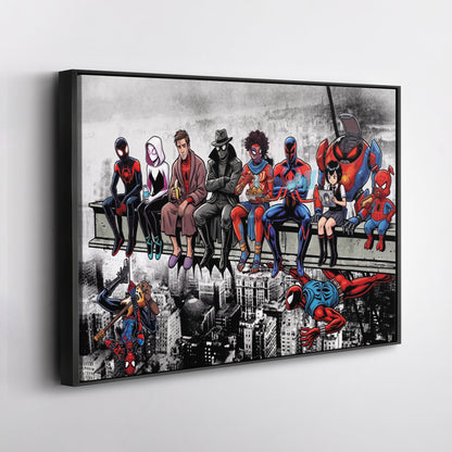 Spider Verse Lunch Atop a Skyscraper Canvas Wall Art