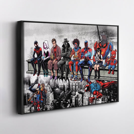 Spider Verse Lunch Atop a Skyscraper Canvas Wall Art
