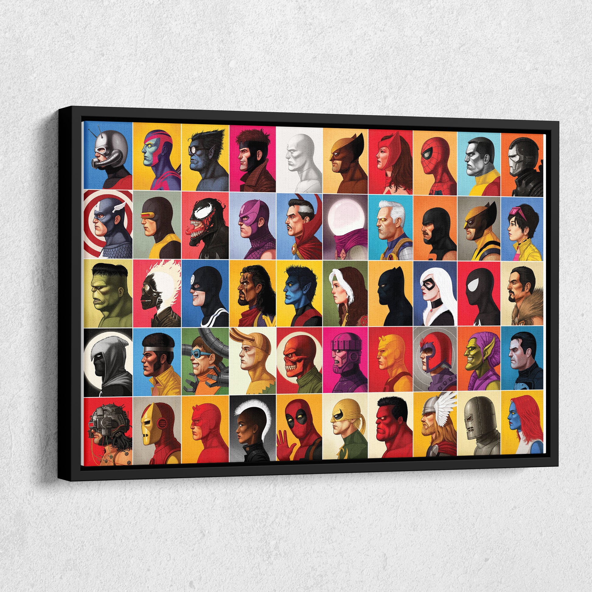 Marvel Headshots Canvas Art - Comic Book Hero Wall Decor