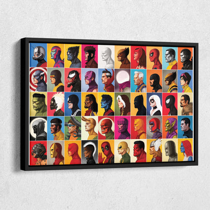 Marvel Headshots Canvas Art - Comic Book Hero Wall Decor
