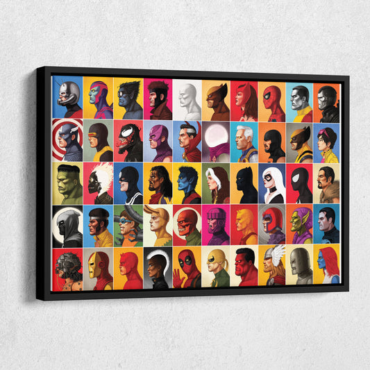 Marvel Headshots Canvas Art - Comic Book Hero Wall Decor