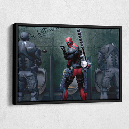 Deadpool Poster - Bathroom Break Funny Canvas Wall Art Decor
