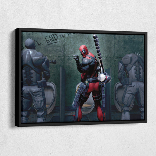 Deadpool Poster - Bathroom Break Funny Canvas Wall Art Decor
