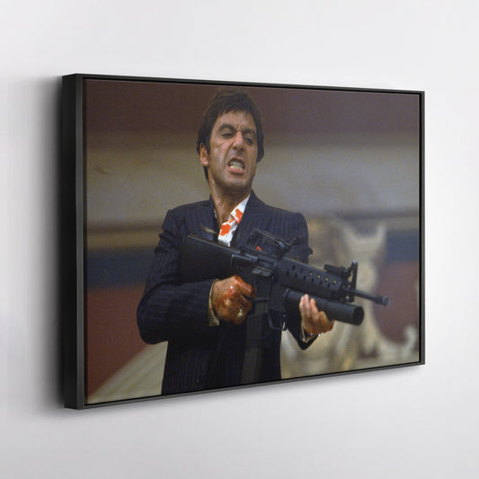 Scarface Poster – Al Pacino with Gun Canvas Wall Art Decor