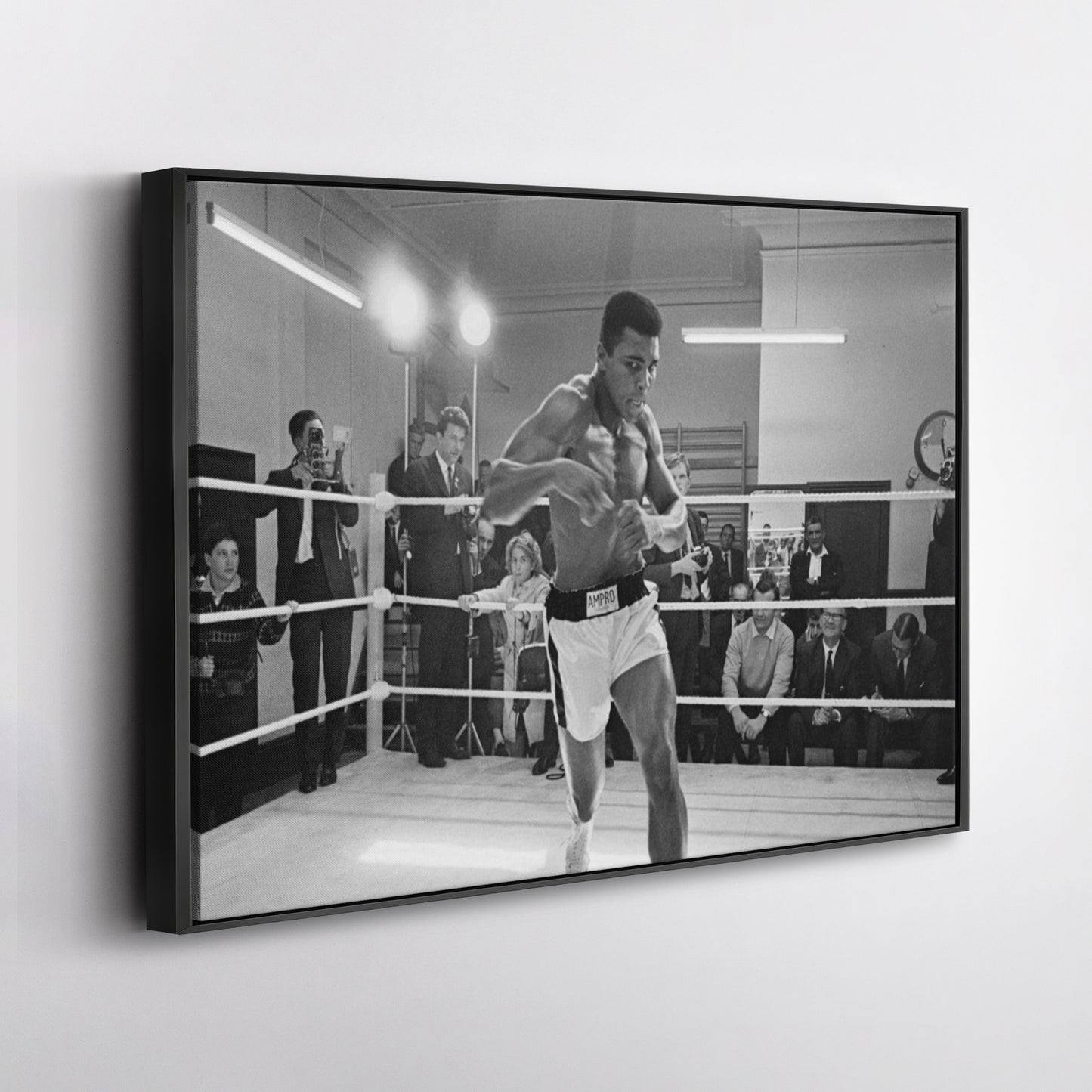 Muhammad Ali Training Canvas Art – Boxing Champion Black and White Decor