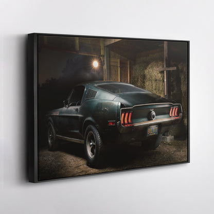 1968 Mustang Bullitt Canvas Wall Art – Iconic Muscle Car Decor