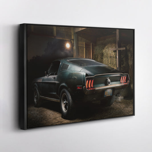 1968 Mustang Bullitt Canvas Wall Art – Iconic Muscle Car Decor